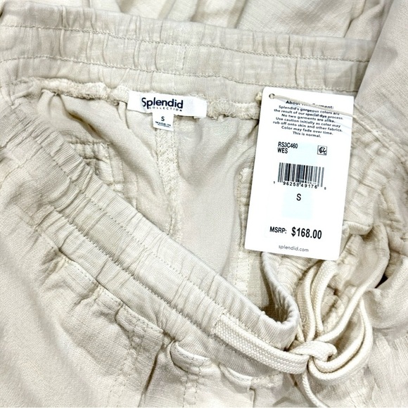 Splendid Perla Linen Blend Pull Draw String Straight Leg Lounger Pant Small NEW - Picture 9 of 9